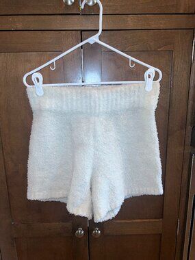 Skims Cozy Knit Bouclé Bone Cream High Rise Lounge Comfy Shorts Size L/XL